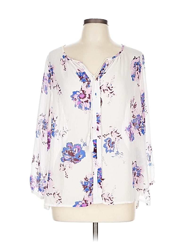 Pre-owned Lucky Brand 3/4 Sleeve Blouse In White