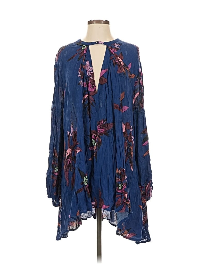 FREE PEOPLE Pre-owned Long Sleeve Blouse In Blue