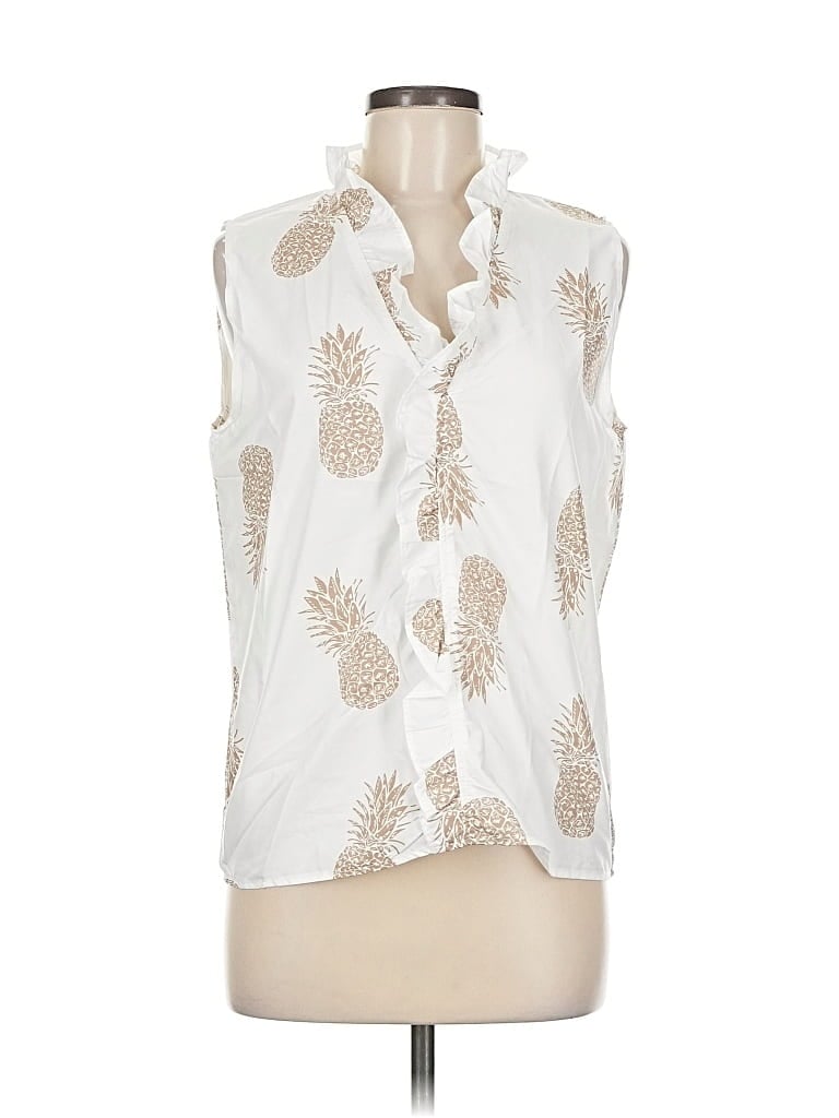 Pre-owned Unbranded Sleeveless Button Down Shirt In Brown