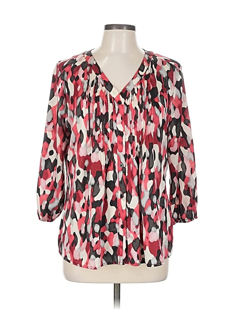 Pre-owned Dana Buchman 3/4 Sleeve Blouse In Burgundy