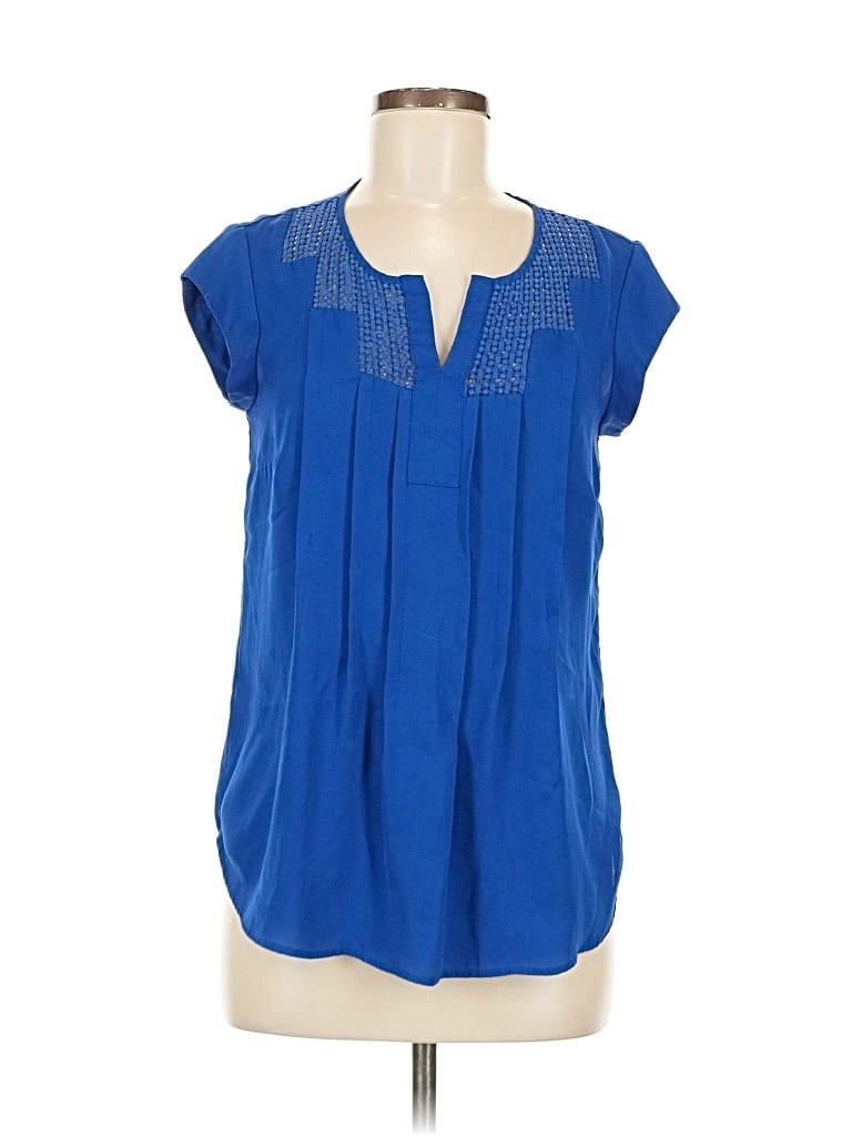 Pre-owned Daniel Rainn Short Sleeve Blouse In Blue