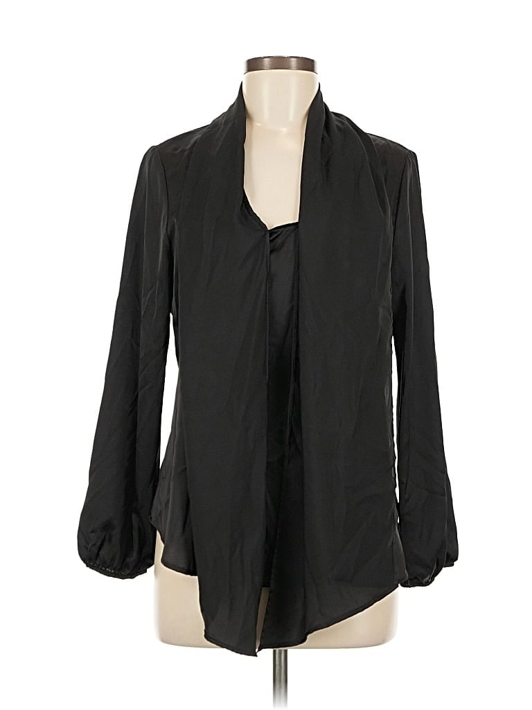 Pre-owned Bar Iii Long Sleeve Blouse In Black
