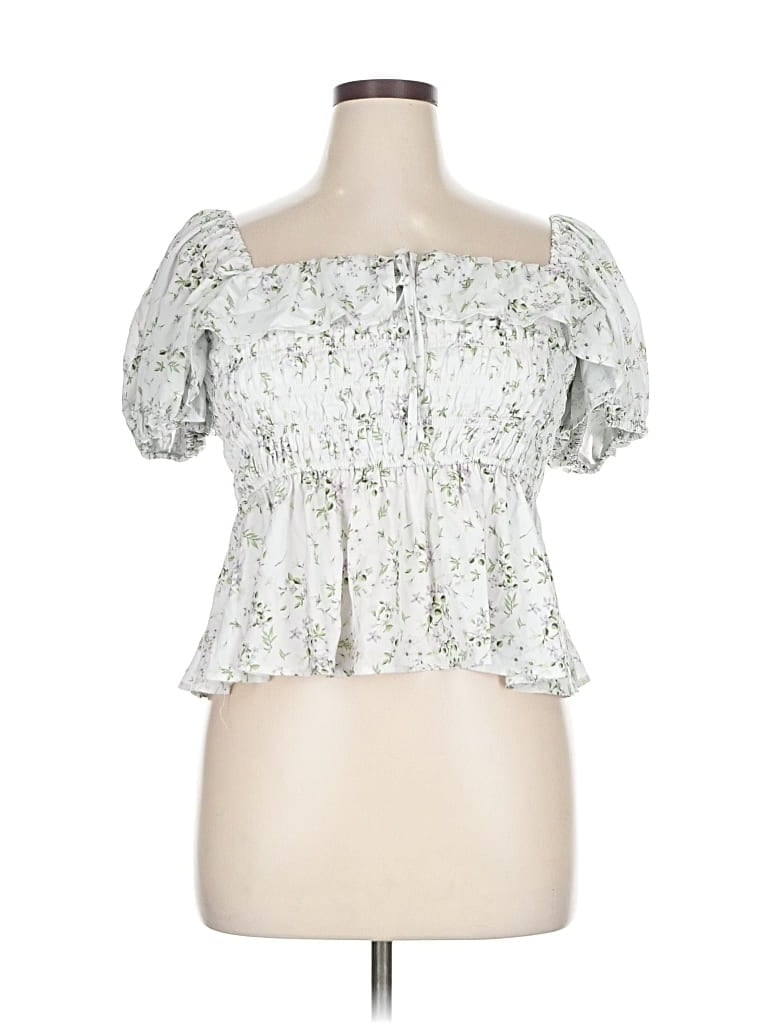 Pre-owned Antonio Melani Short Sleeve Blouse In White