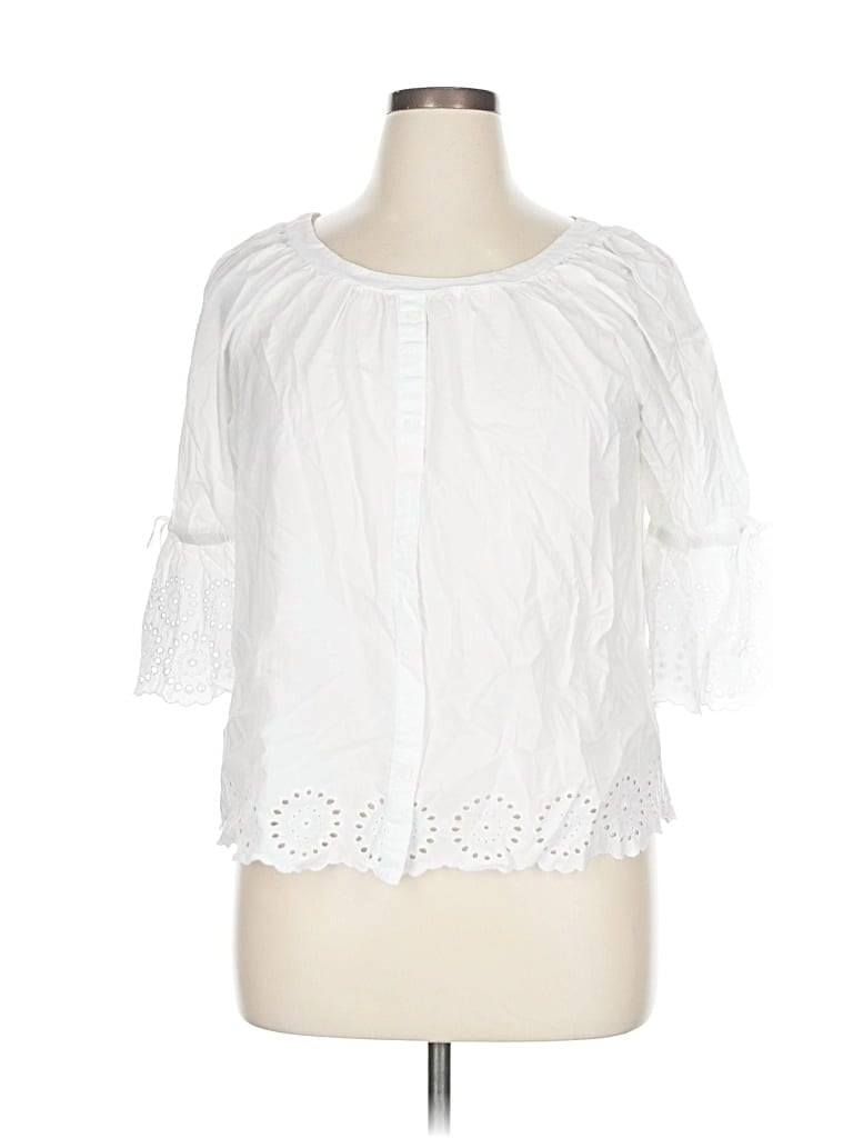 Pre-owned Westbound 3/4 Sleeve Blouse In White
