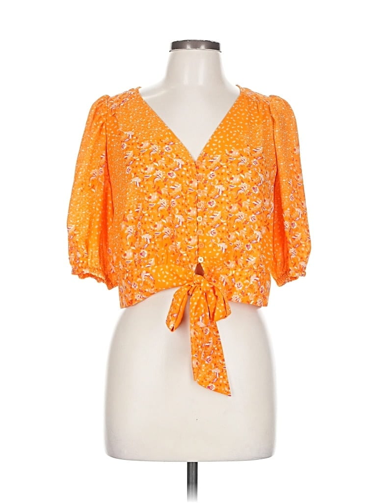 Pre-owned J By Joie Short Sleeve Blouse In Orange