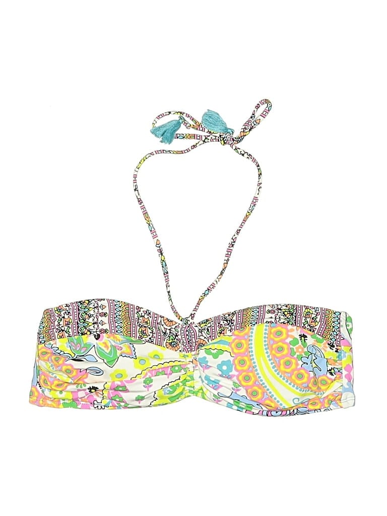 Pre-owned Bleu Rod Beattie Swimsuit Top Green Paisley Pattern Swimwear