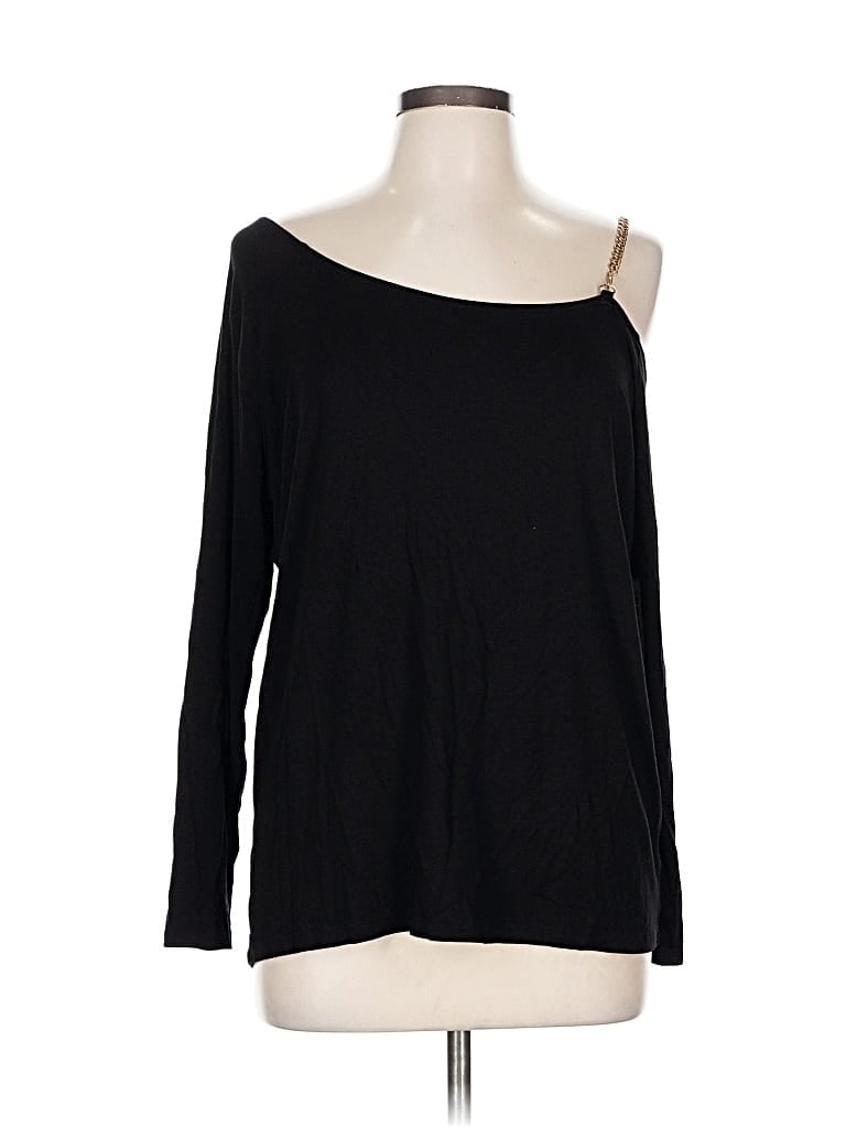 Torrid Long Sleeve Top Black One Shoulder Neckline Tops
