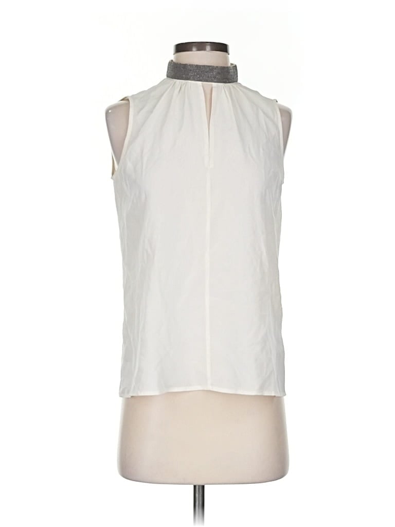 Pre-owned Go By Go Silk Sleeveless Silk Top Ivory Halter Neckline Tops In White
