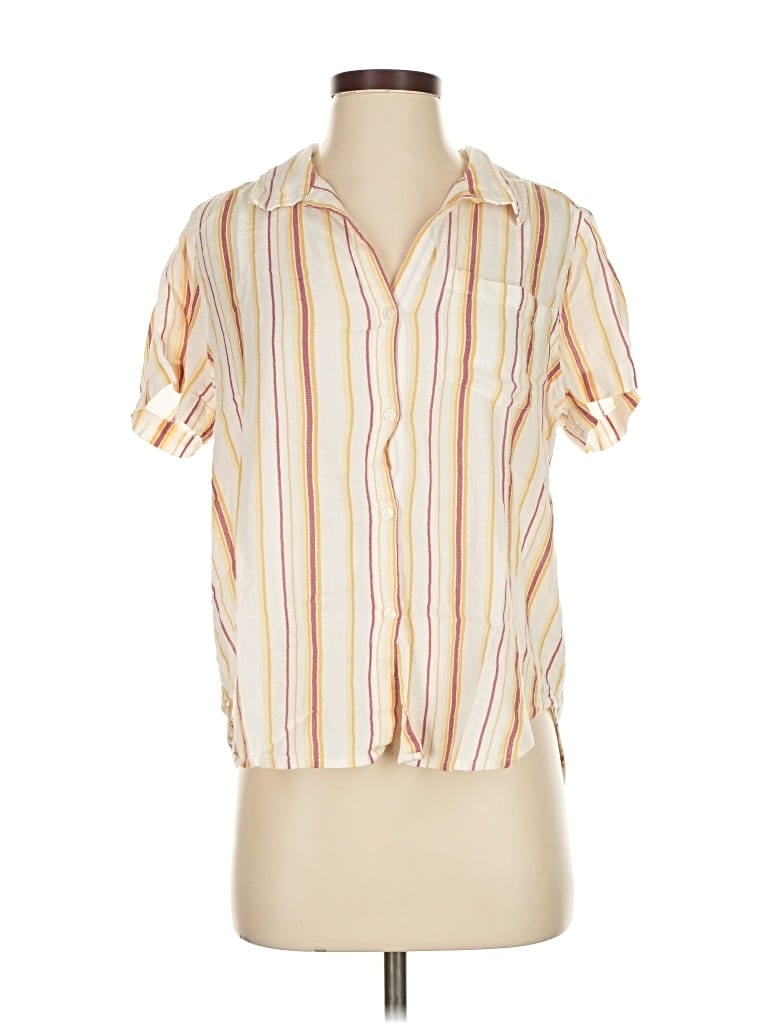 Pre-owned Lucky Brand Short Sleeve Blouse In White