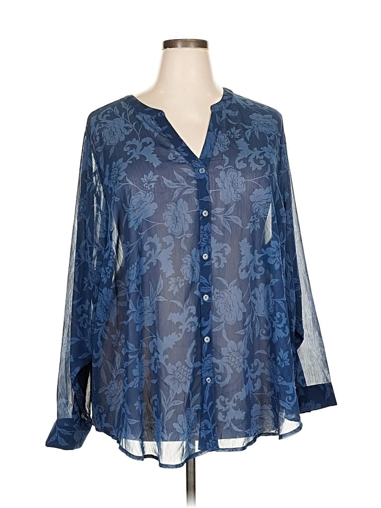 Pre-owned Torrid Long Sleeve Blouse In Blue