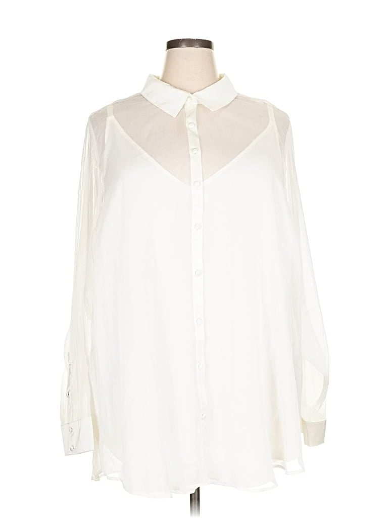 Pre-owned Torrid Long Sleeve Blouse In White