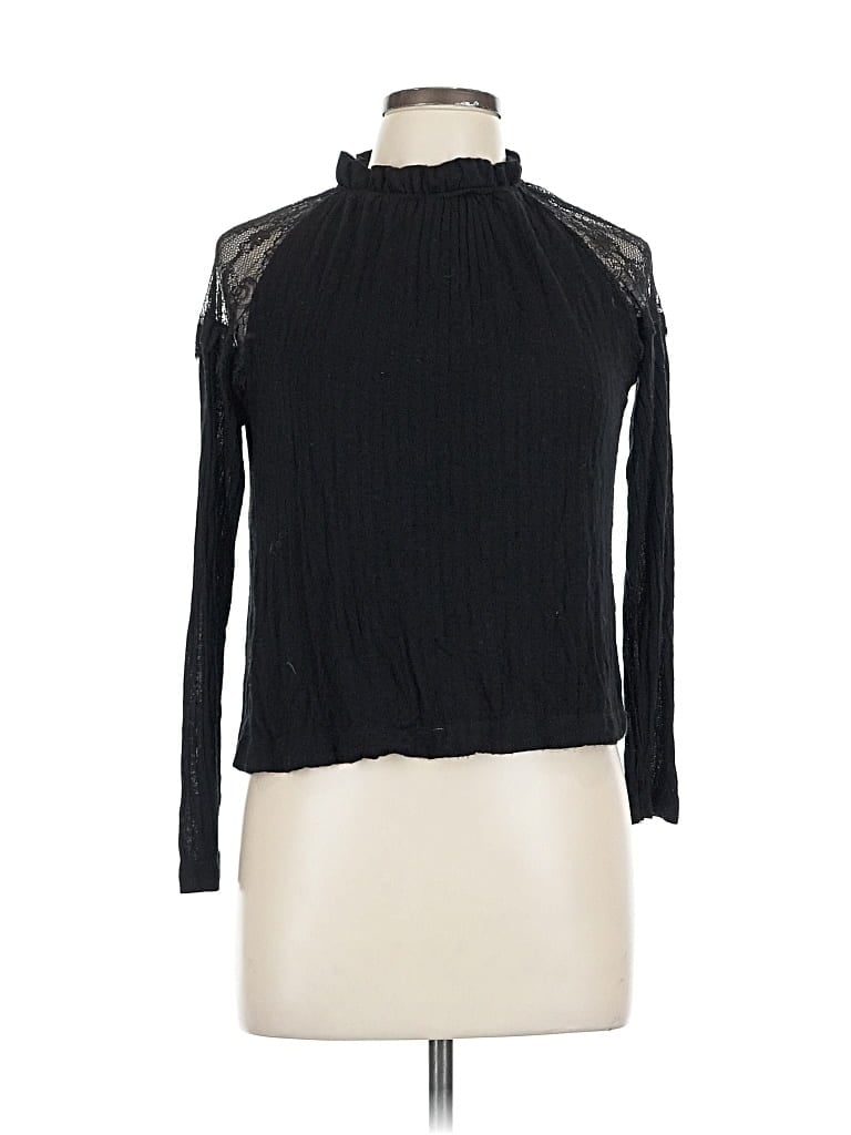 Pre-owned Zara W&b Collection Long Sleeve Top Black Turtleneck Tops