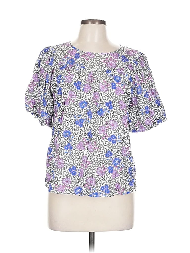 Pre-owned Ann Taylor Loft Short Sleeve Blouse In Purple