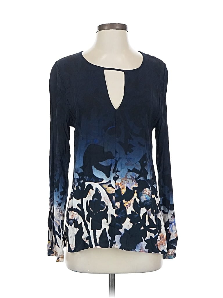 Pre-owned Flowers Of Romance Long Sleeve Blouse In Blue