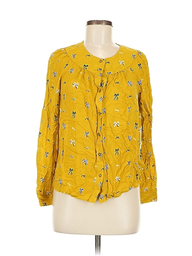 Pre-owned 52 Conversations By Anthropologie Long Sleeve Blouse In Yellow