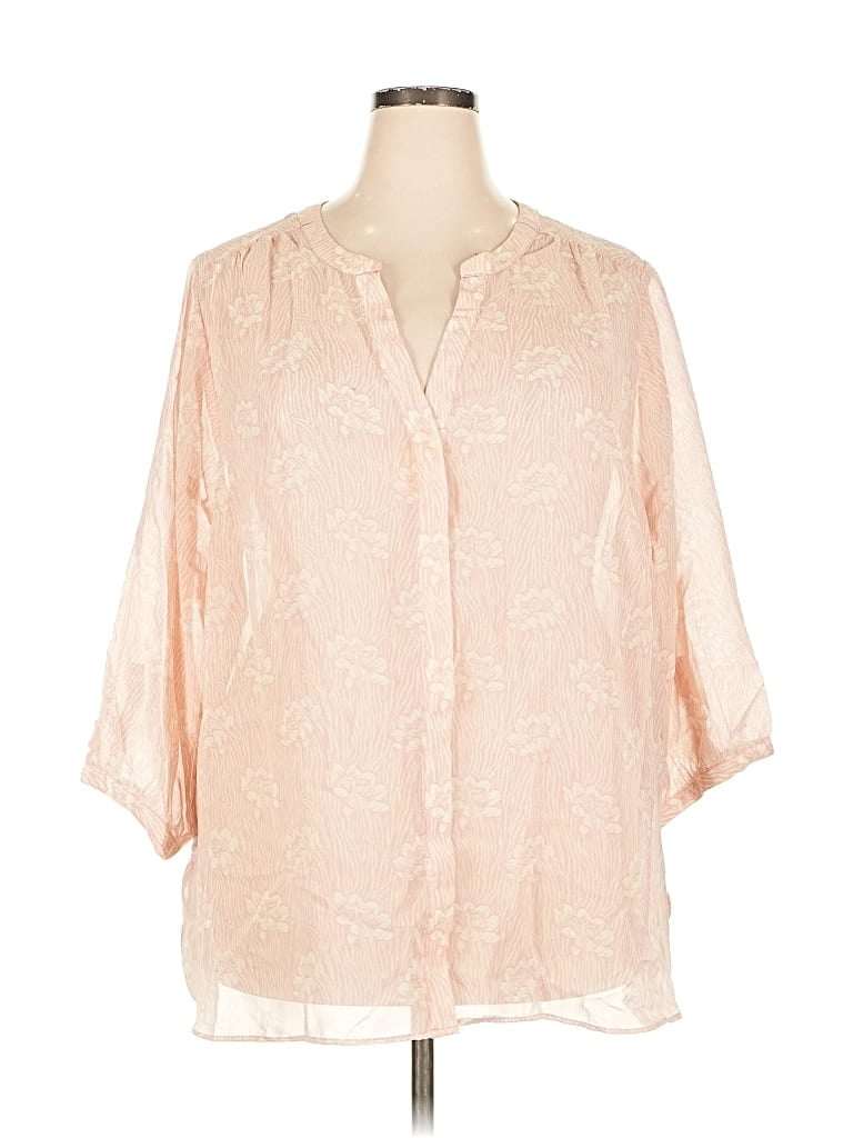 Pre-owned Nydj 3/4 Sleeve Blouse In Pink
