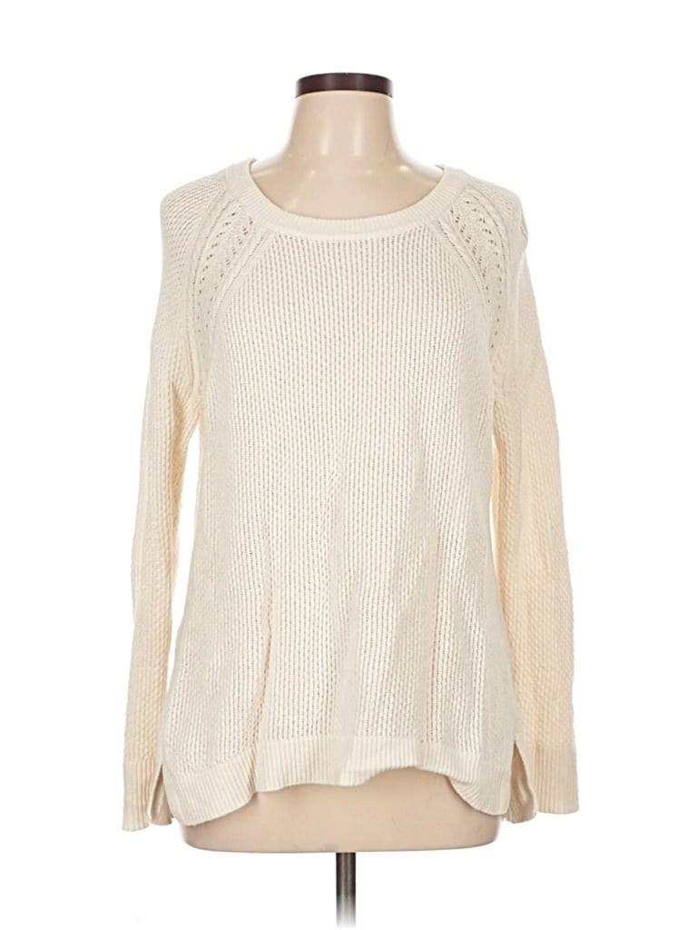 Pre-owned Ann Taylor Loft Pullover Sweater In White