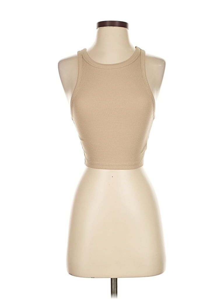 Pre-owned Zara Tank Top Tan Halter Neckline Tops In Brown