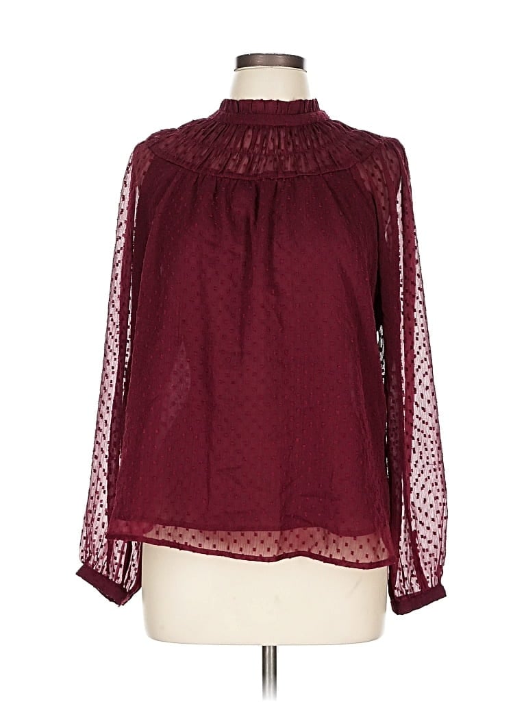 Pre-owned Ann Taylor Loft Long Sleeve Blouse In Burgundy