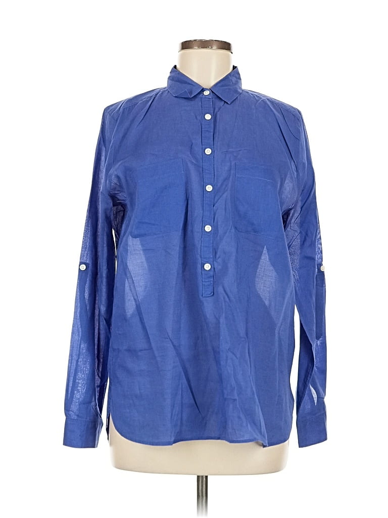 Pre-owned Ann Taylor Long Sleeve Button Down Shirt In Blue