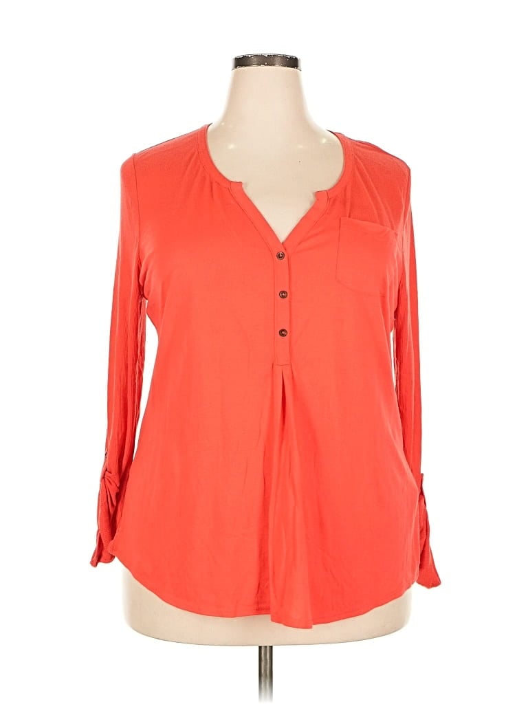 Pre-owned Lucky Brand Long Sleeve Blouse In Orange