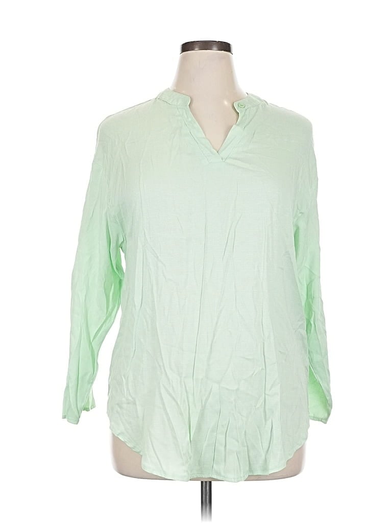 Pre-owned Unbranded 3/4 Sleeve Blouse In Green