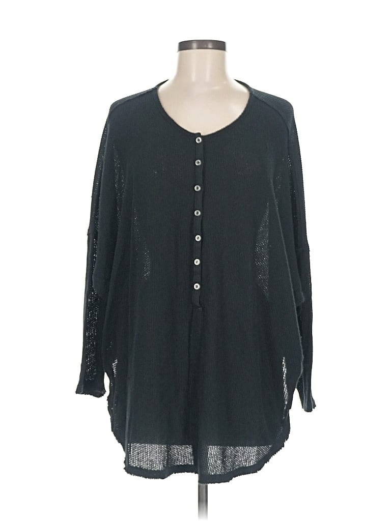 OUT FROM UNDER Pre-owned Long Sleeve Henley Shirt In Black