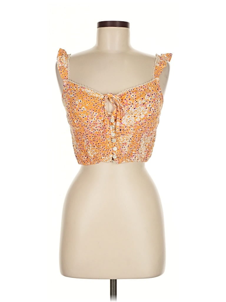 Pre-owned Sim & Sam Sleeveless Blouse In Orange