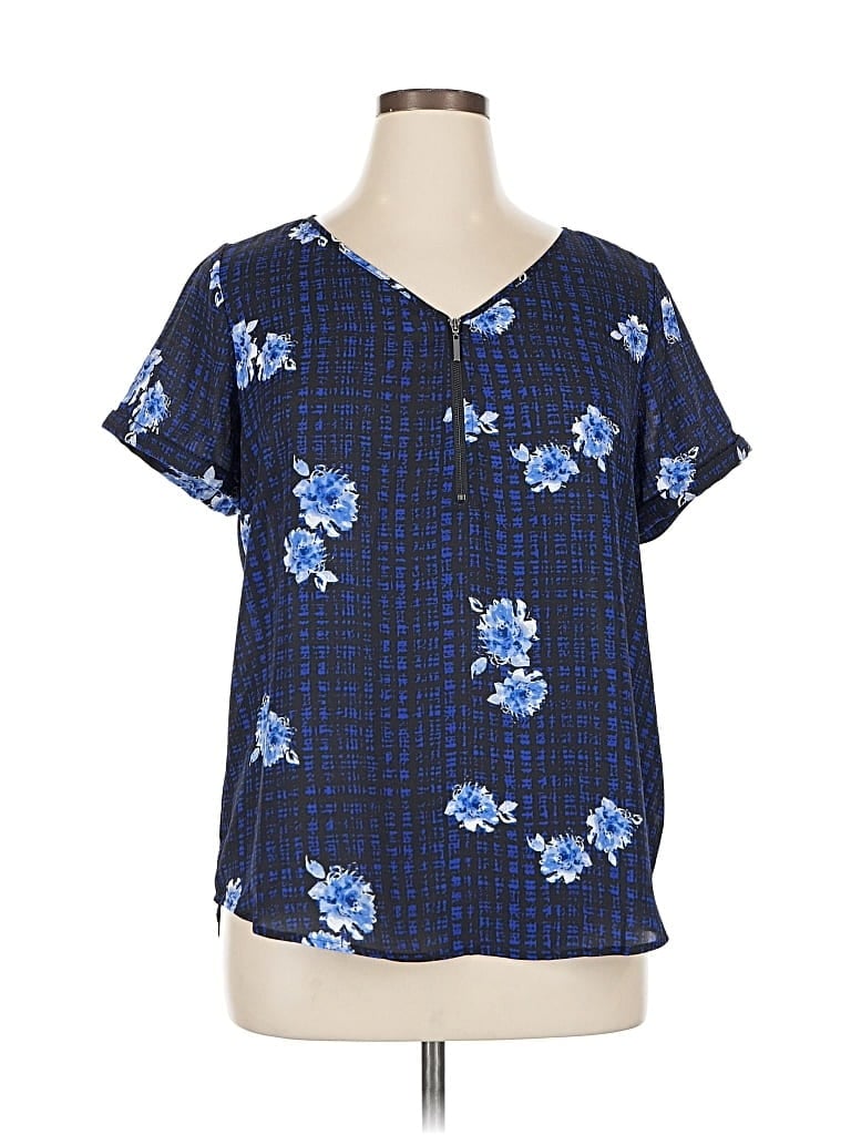 APT. 9 Pre-owned Short Sleeve Blouse In Blue