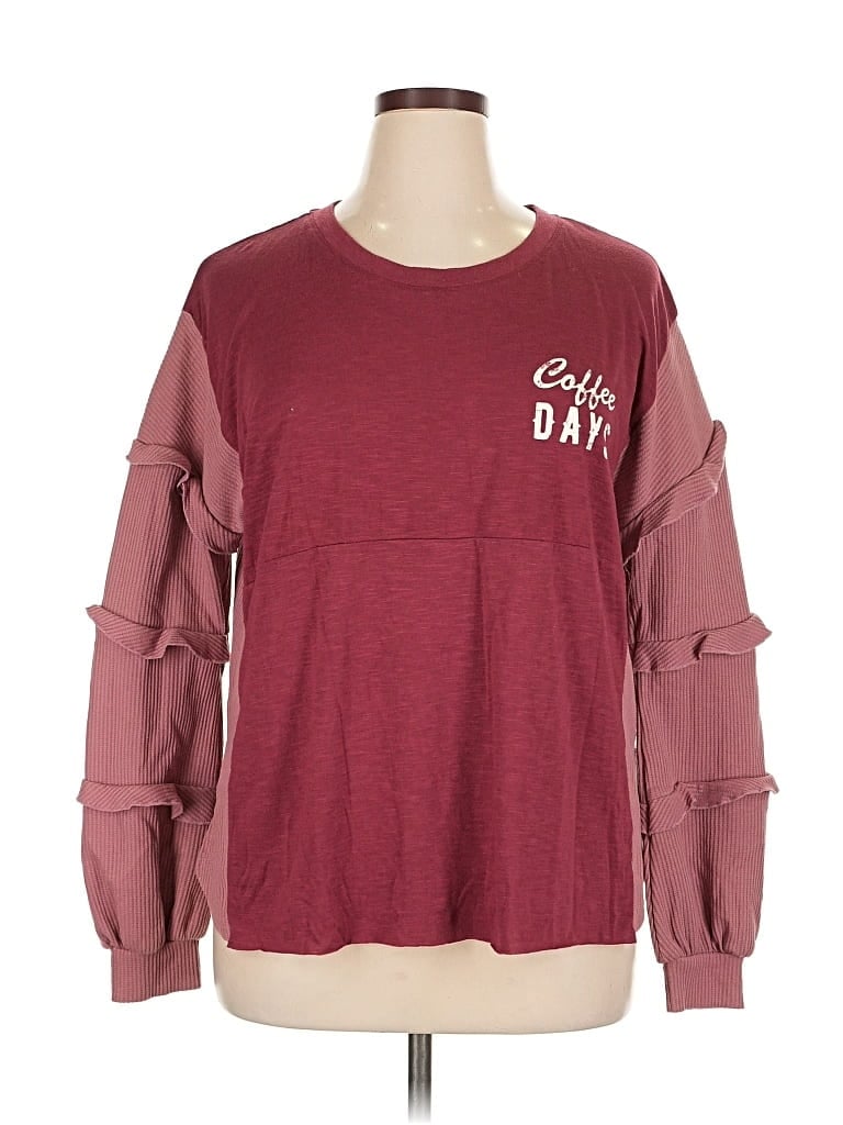 Pre-owned Maurices Long Sleeve T-shirt In Burgundy