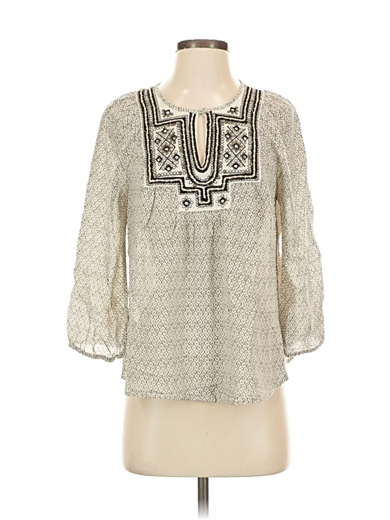 Pre-owned Lucky Brand 3/4 Sleeve Blouse In White