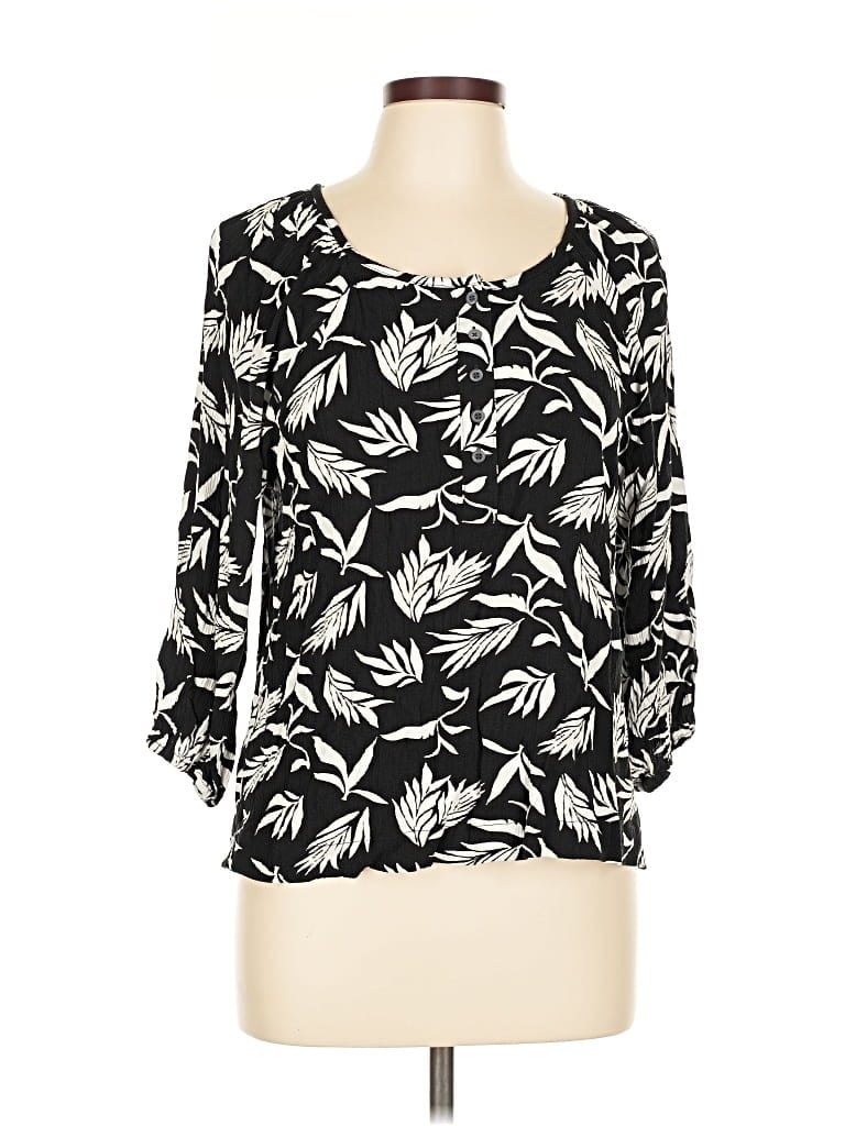 Pre-owned Ann Taylor Loft 3/4 Sleeve Blouse In Black