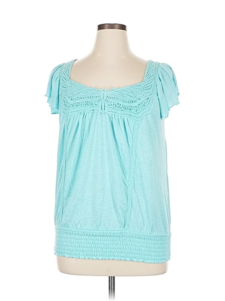 Pre-owned Torrid Short Sleeve Top Teal Sweetheart Neckline Tops In Blue