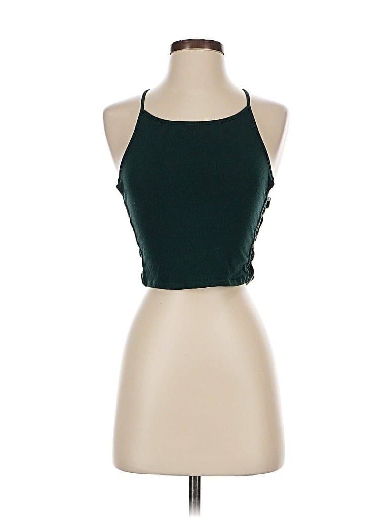 Pre-owned Charlotte Russe Tank Top Green Halter Neckline Tops