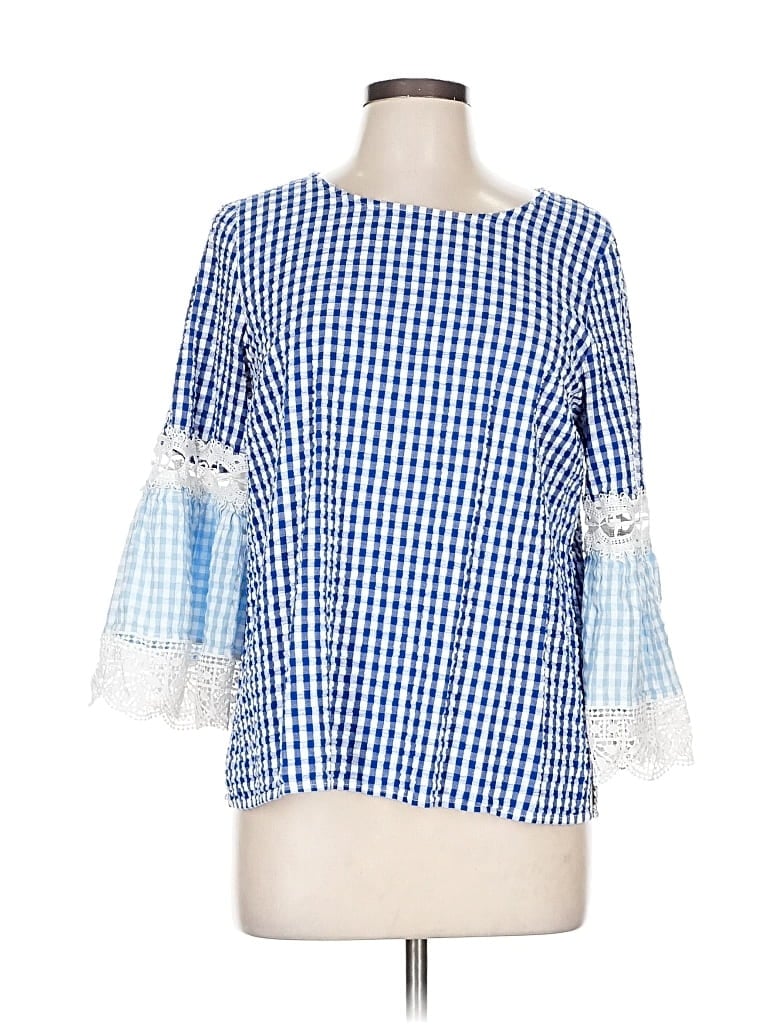 CROWN & IVY Pre-owned 3/4 Sleeve Blouse In Blue