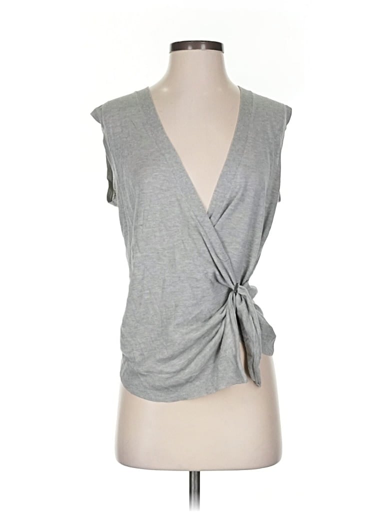 Pre-owned Bcbgmaxazria Silk Cardigan Sweater In Gray