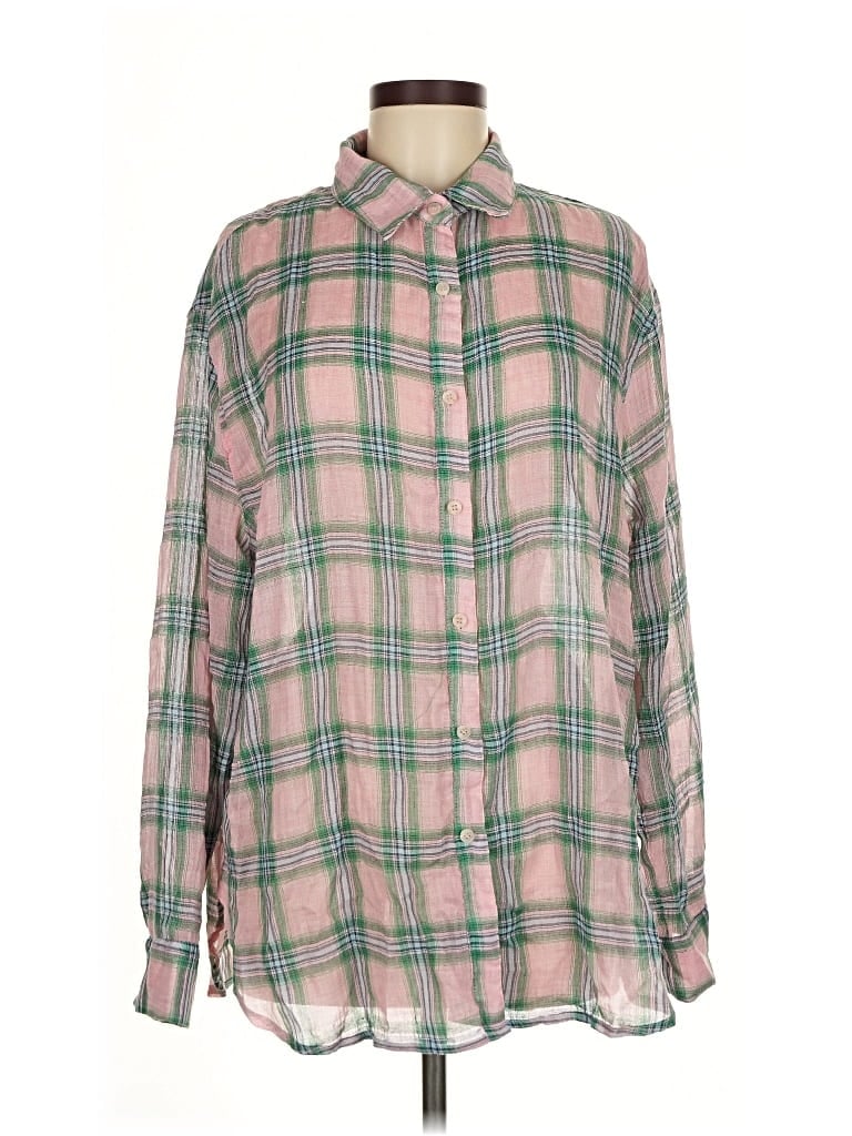 Pre-owned La Miel Long Sleeve Button Down Shirt In Pink