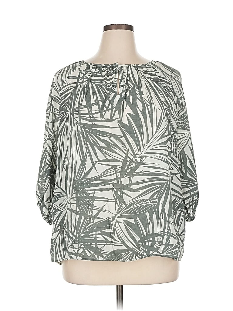 Pre-owned Zac & Rachel 3/4 Sleeve Blouse In Green