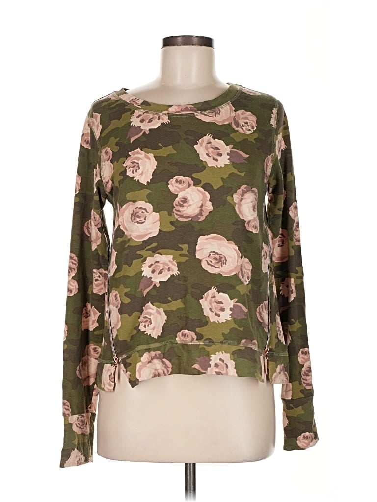 Pre-owned Stella & Dot Long Sleeve Top Green Boatneck Tops