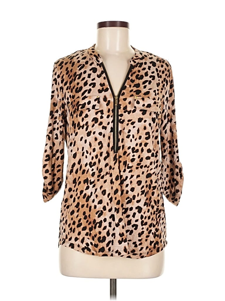 Pre-owned Calvin Klein 3/4 Sleeve Blouse In Brown