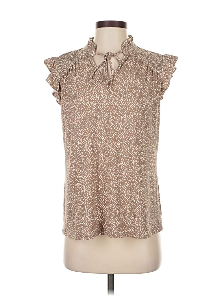 Pre-owned Adrianna Papell Sleeveless Blouse In Brown