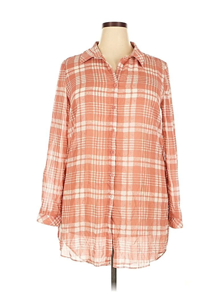 Pre-owned Just Fab Long Sleeve Blouse In Orange