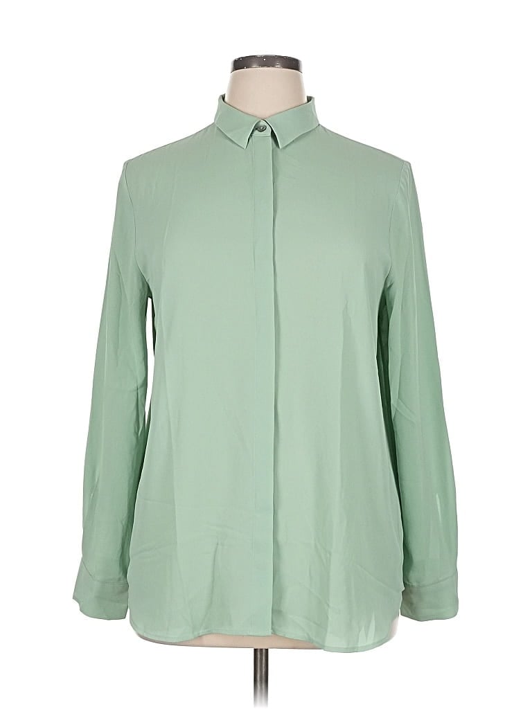 Pre-owned Ann Taylor Factory Long Sleeve Blouse In Green