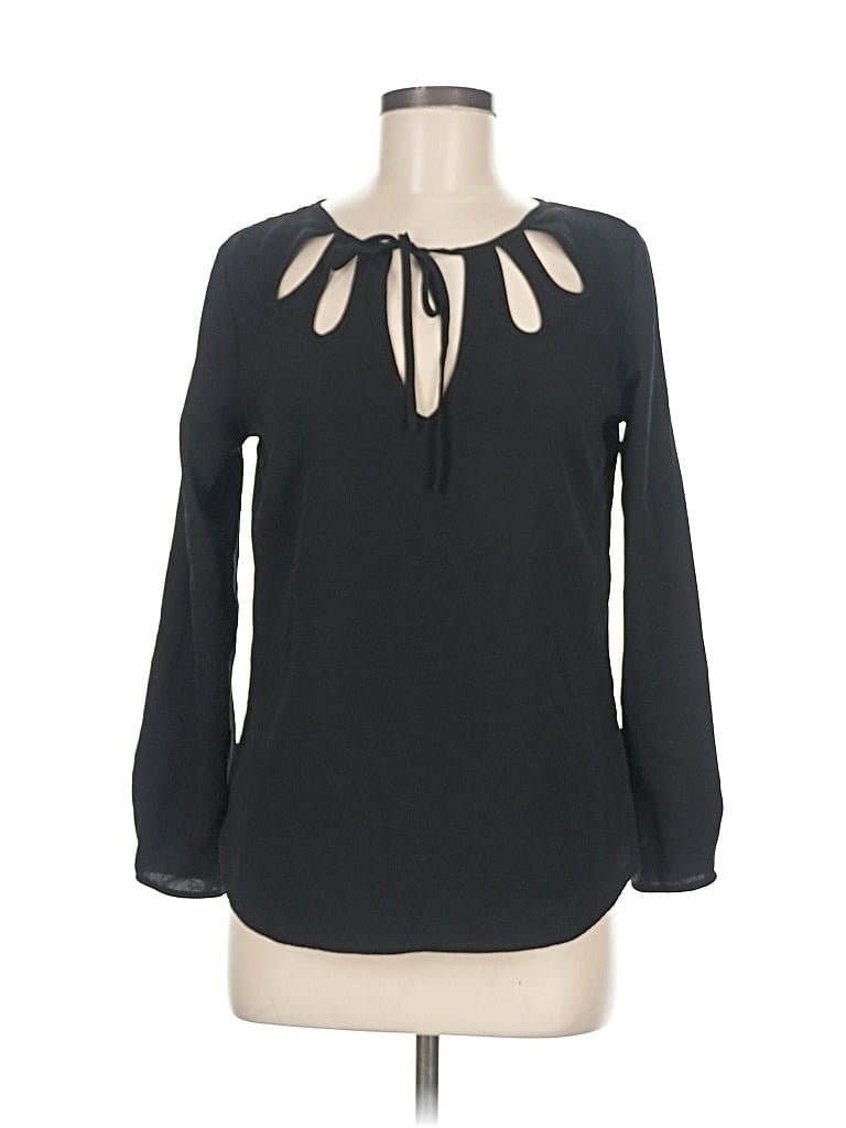 Pre-owned Zara Basic Long Sleeve Blouse In Black