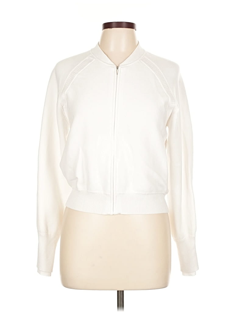 Pre-owned Athleta Cardigan Sweater In White