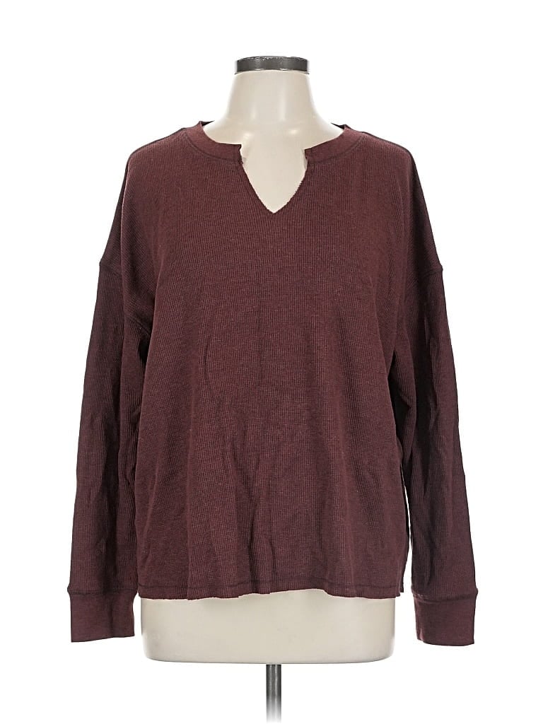 Pre-owned Natural Reflections Long Sleeve T-shirt In Burgundy