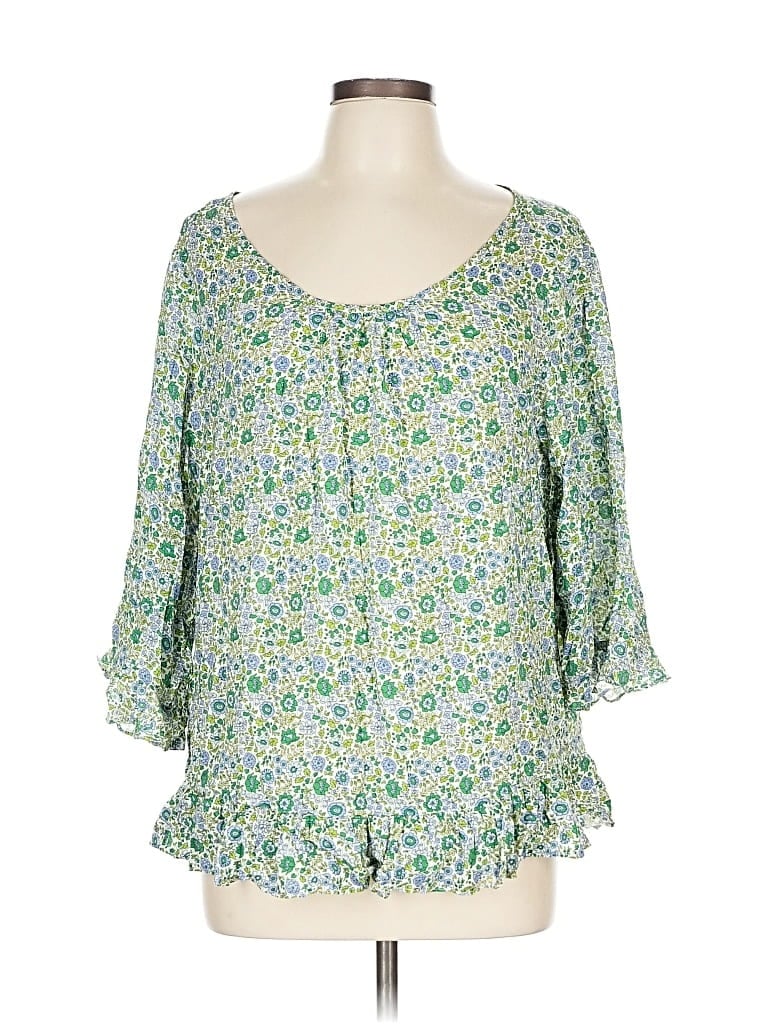 Pre-owned Cynthia Rowley Tjx 3/4 Sleeve Blouse In Green