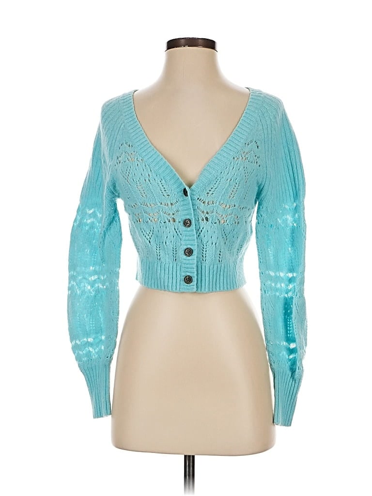 Pre-owned Intermix Cardigan Sweater In Blue