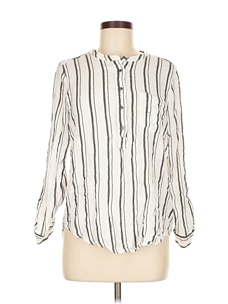 Pre-owned Lucky Brand Long Sleeve Blouse In White