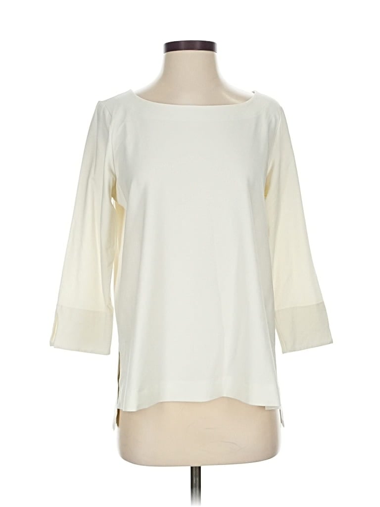 EILEEN FISHER Pre-owned 3/4 Sleeve Top Ivory Boatneck Tops In White